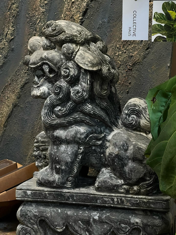 Exquisite antique stone foo dog statue