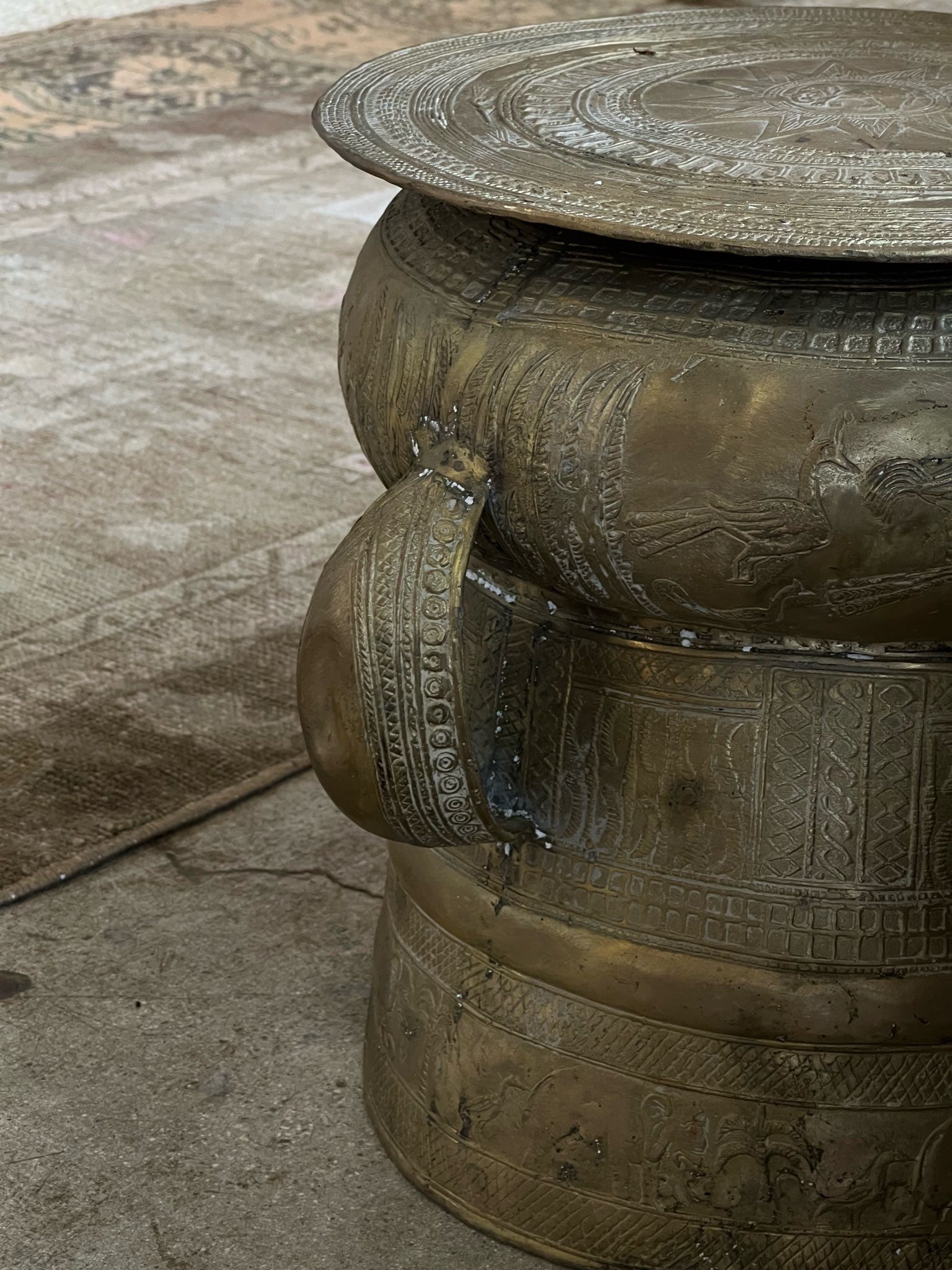 Extra Large Brass Rain Drum from South Africa - size XL