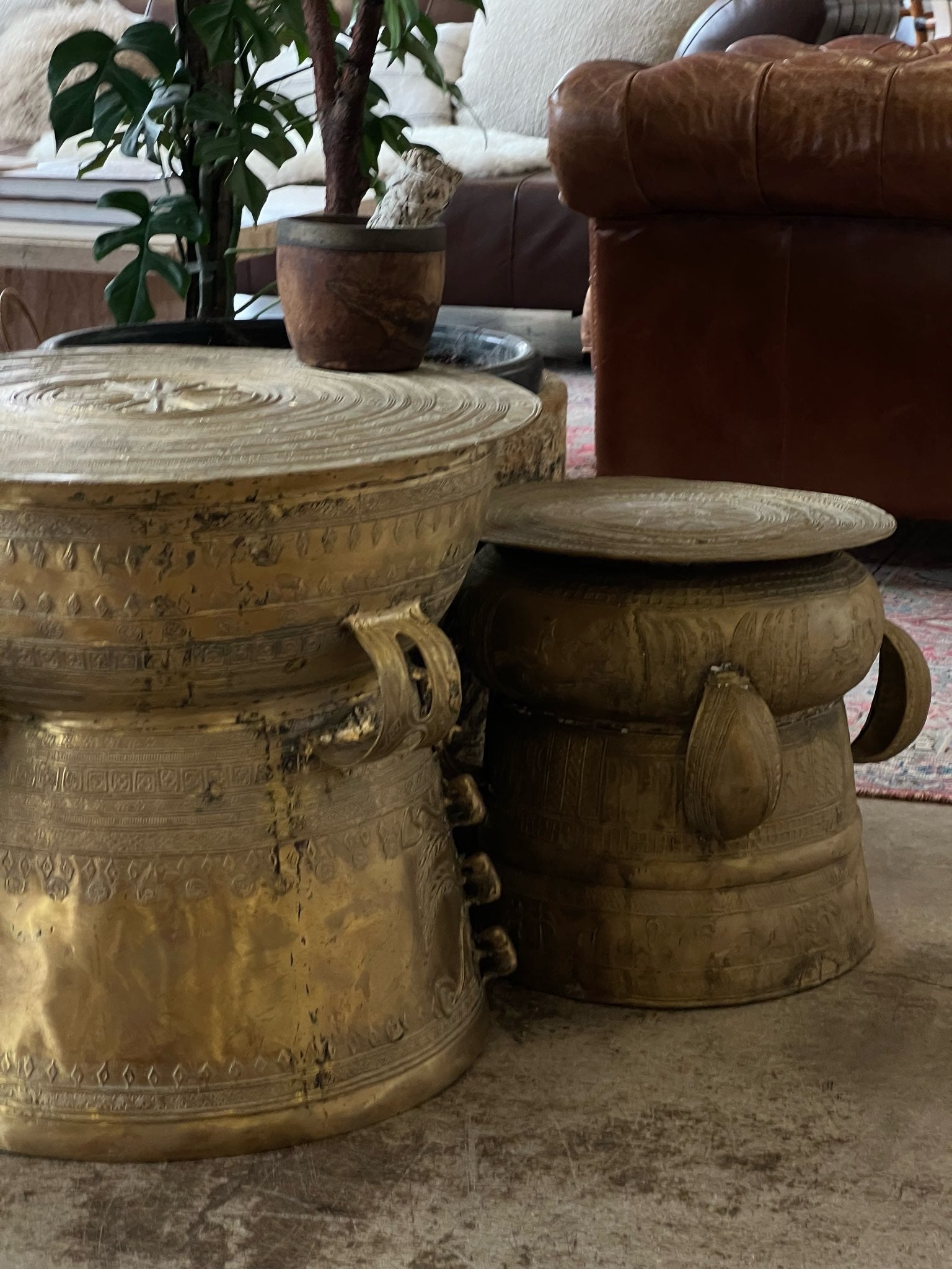 Extra Large Brass Rain Drum from South Africa - size XL