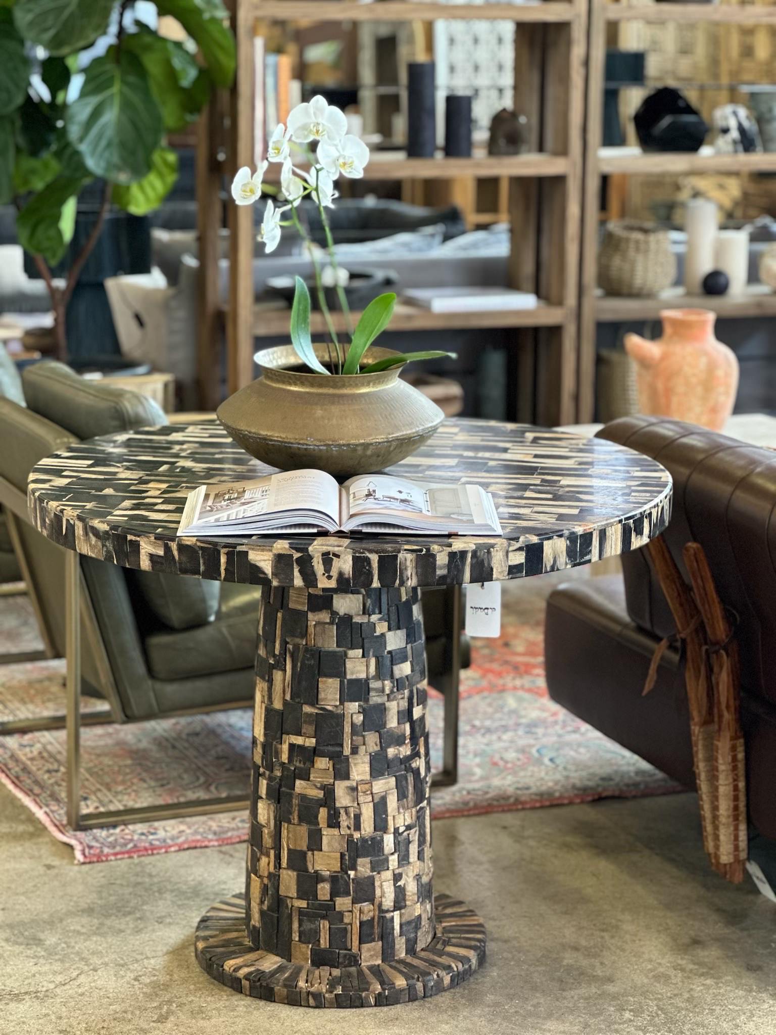 Rustic fossil timber dining table