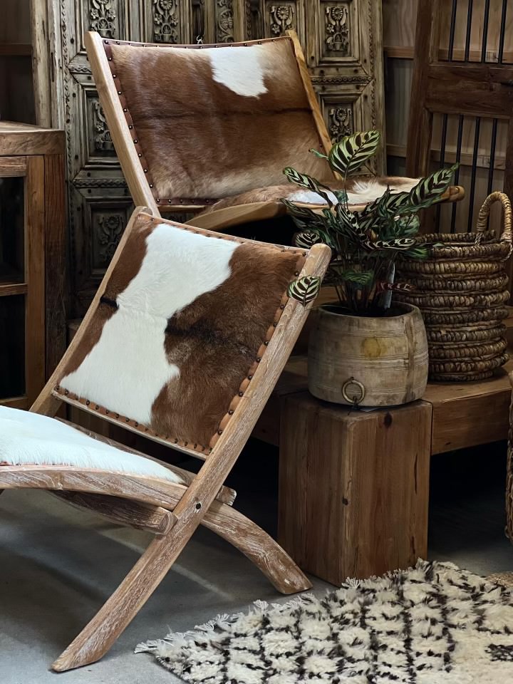 Handmade chair upholstered in goat hide