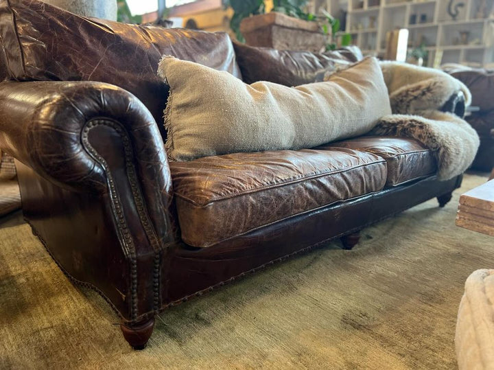 Vintage lounge upholstered in genuine leather